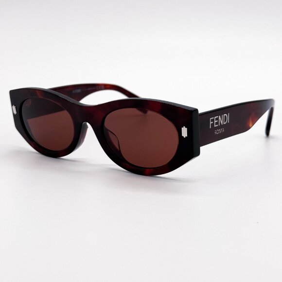 NEW FENDI FE40125F 54S SHINY RED HAVANA WOMEN SUNGLASSES FENDI - Picture 4 of 11